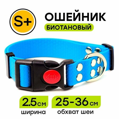 Ошейник из биотана 25-36 см (S+), 25 мм, Woofy "Geksa" водостойкий, голубой