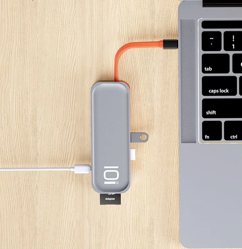Многофункциональный хаб Rock TR03 8 в 1 Type-C to HDMI Multifunction Docking Station, серый