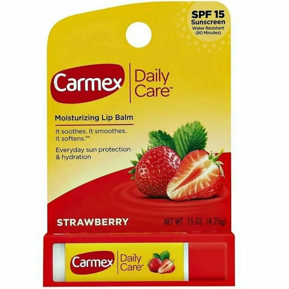 Бальзам увлажняющий для губ Carmex Moisturising Lip Balm SPF 15 Strawberry, 4,25 гр