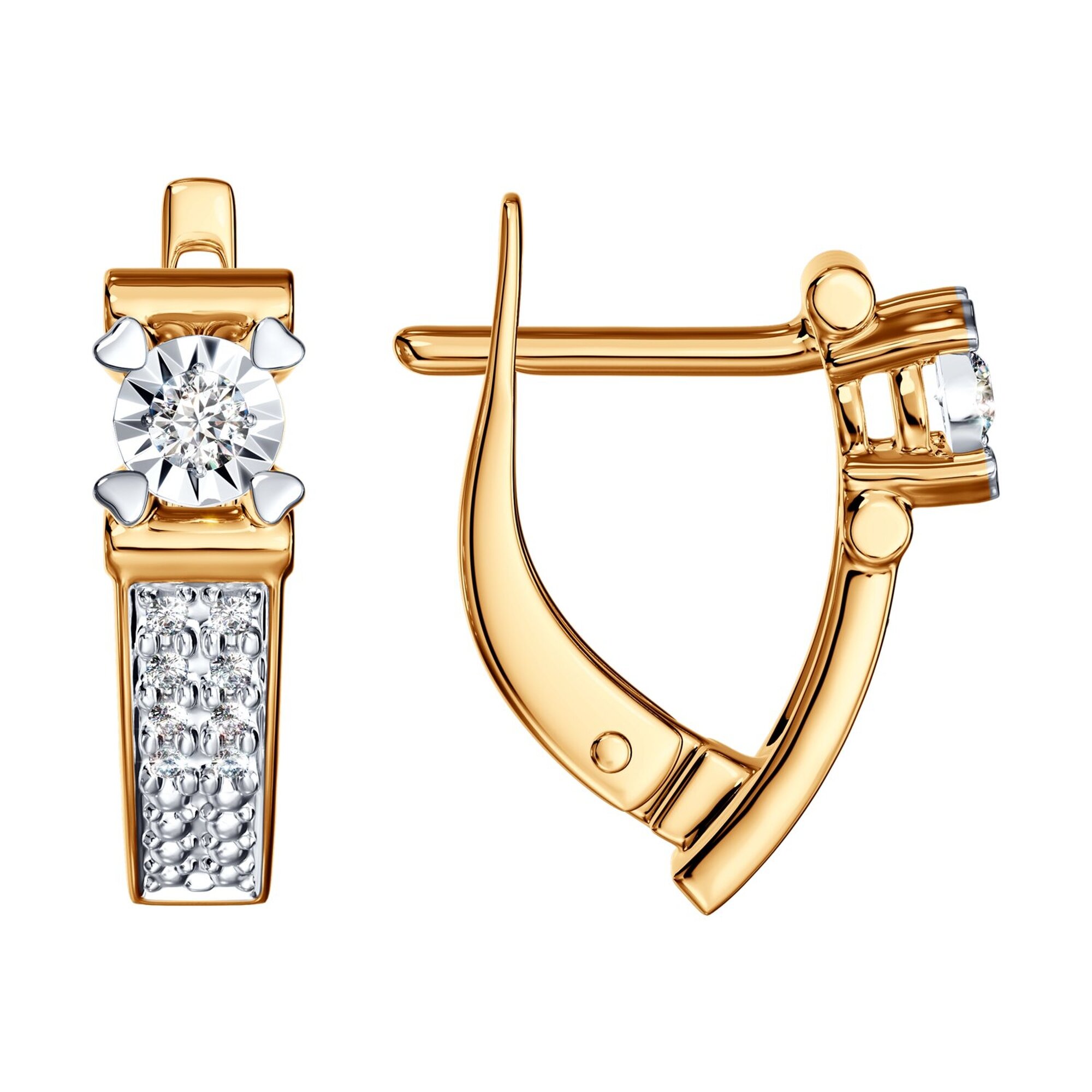Серьги Diamant online, красное золото, 585 проба, бриллиант