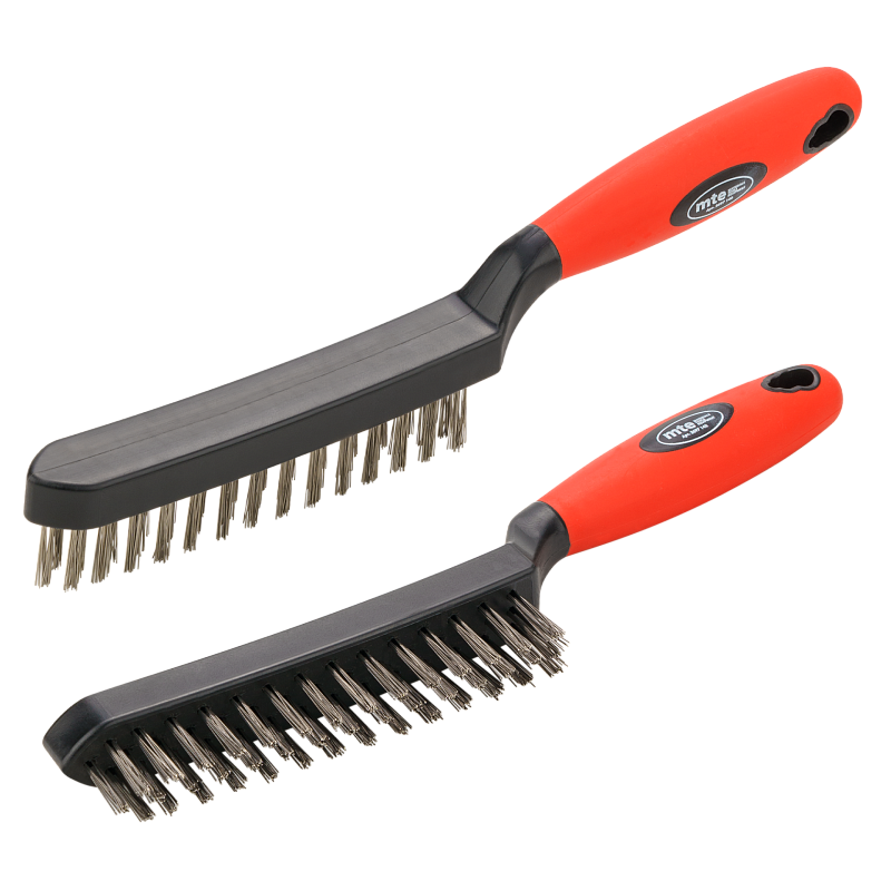 Щетка ручная трехрядная, нержавеющая сталь, двухкомпонентная рукоятка, mte — фото 1