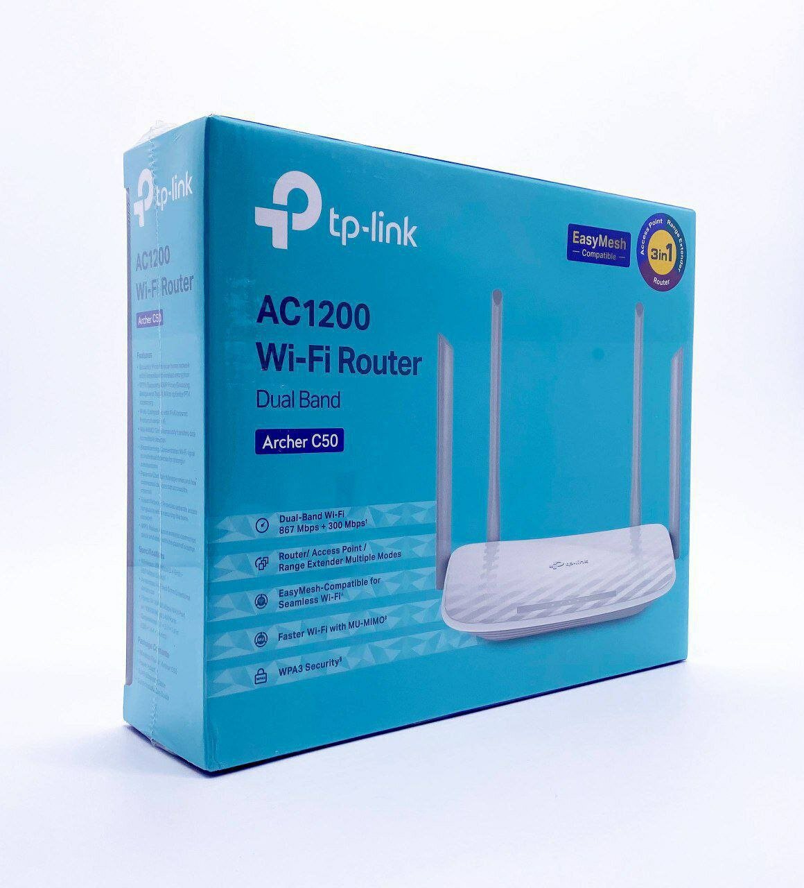 Wi-Fi Роутер TP-Link Archer C50 AC1200, Двухдиапазонный (2.4/5ГГц), 4 внешние антенны, поддержка EasyMesh и WPA3
