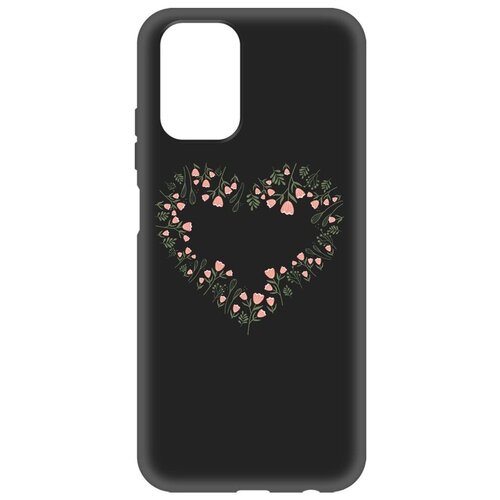 Чехол-накладка Krutoff Soft Case Женский день - Цветочное сердце для Xiaomi Redmi 10 черный