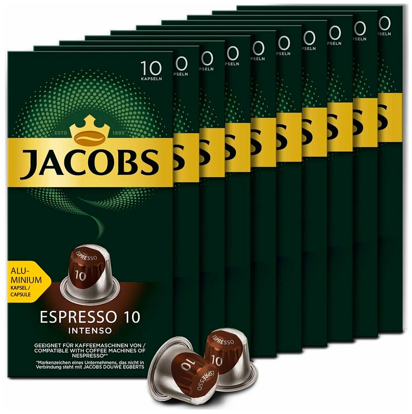 Кофе в алюминиевых капсулах JACOBS Espresso 10 Intenso для кофемашин Nespresso, 10 порций - фотография № 1