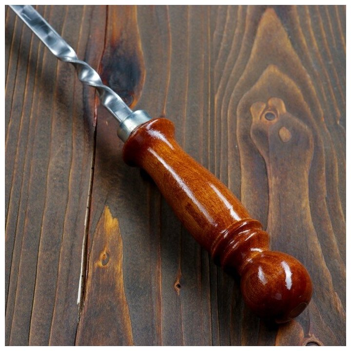 Шампур узбекский 82см, деревянная ручка, (рабочая часть 60см), с узором - фотография № 3