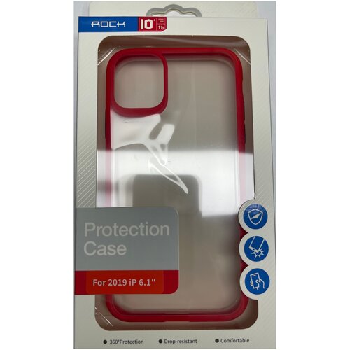 фото Чехол накладка rock guard pro protection case для apple iphone 11, прозрачный красный