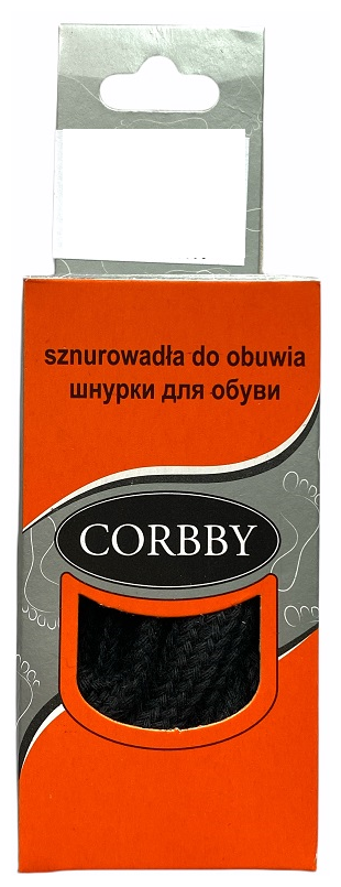 Corbby шнурки плоские 90 см. Хлопок 100%. Черные.