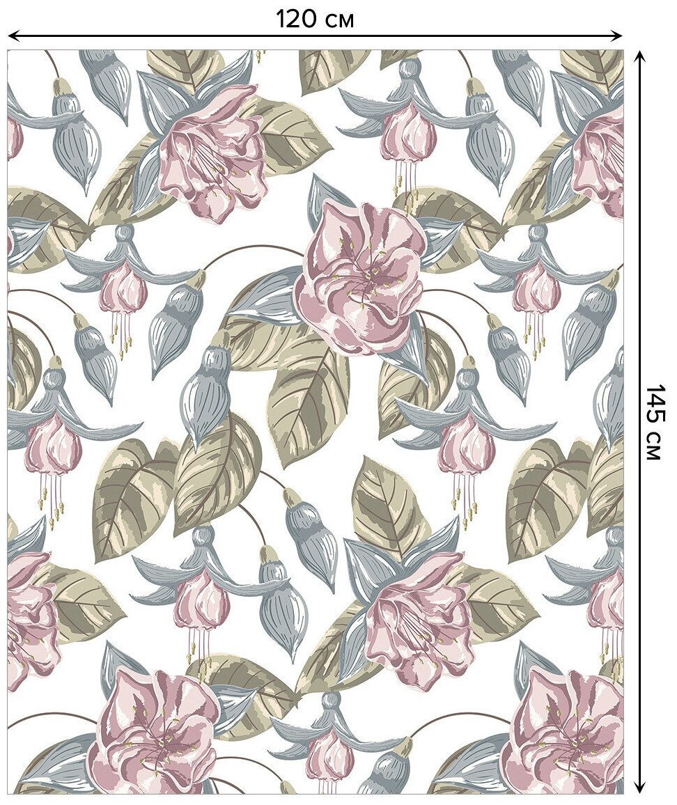 Скатерть прямоугольная JoyArty "Цветы винтаж" из сатена, 120x145 см
