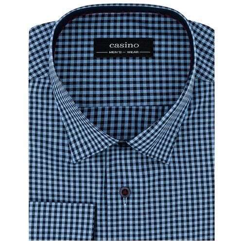фото Рубашка мужская длинный рукав casino c225/157/3131/z/1p, полуприталенный силуэт / regular fit, цвет голубой, рост 174-184, размер ворота 39