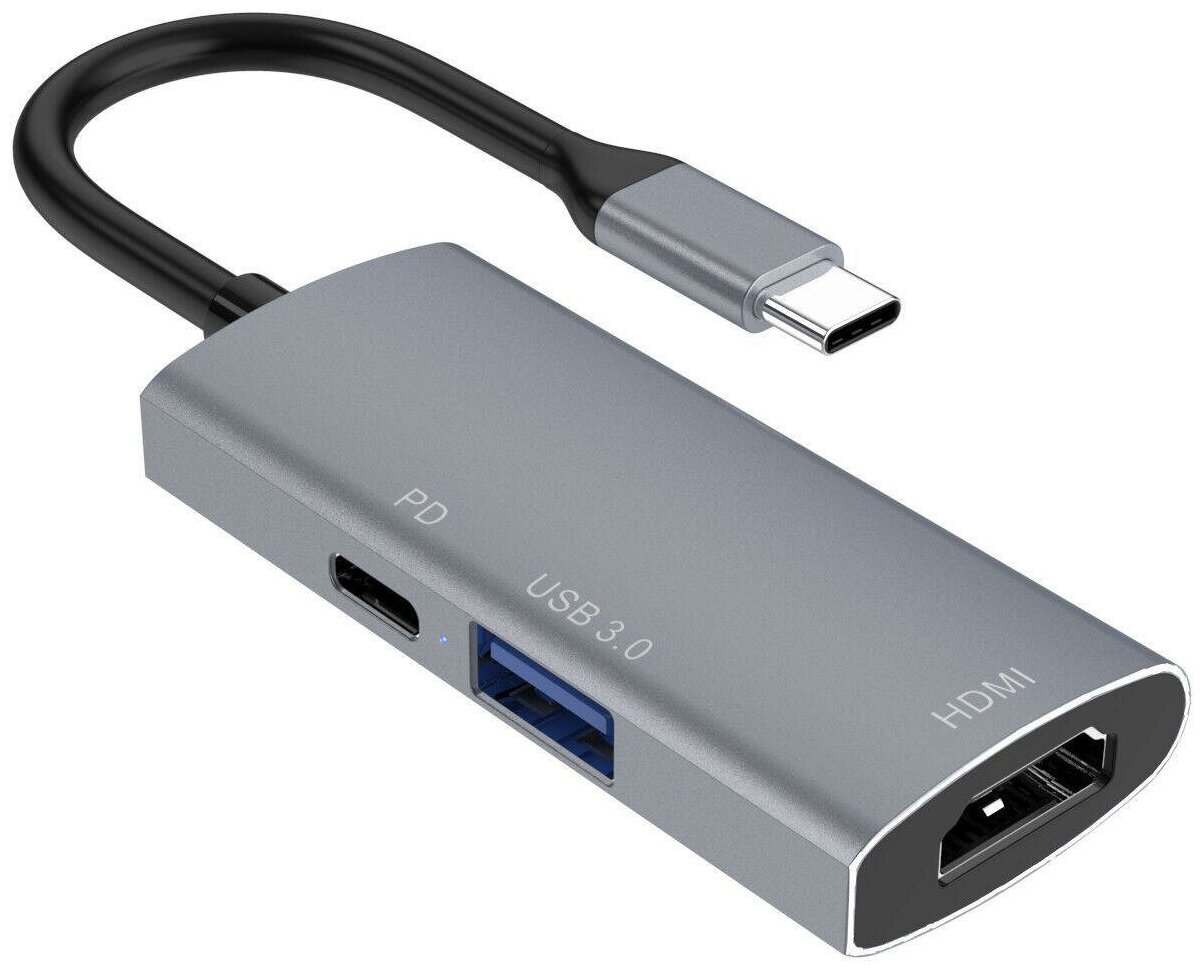 Хаб USB-концентратор 3-в-1 Multifunctional Type-C Gray