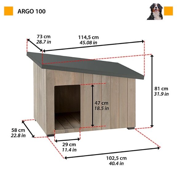 Будка деревянная для собак ARGO 100, 114х73х81 см - фотография № 2