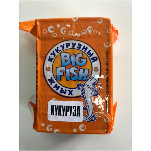 Жмых, макуха, кукурузный Big Fish, квадратный, для активной ловли рыб семейства карповых. аромат-кукуруза. Вес-417 гр.