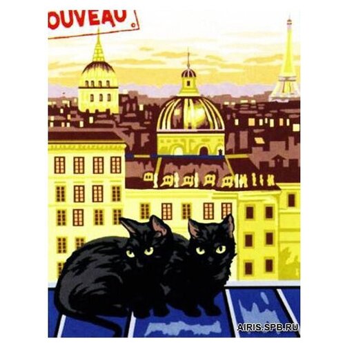 MRC1531-386 Канва с рисунком MARGOT 'Черные коты' 40*50 см