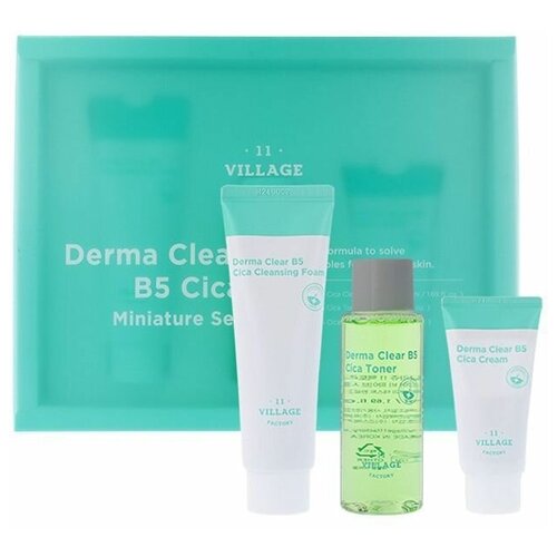 VILLAGE 11 FACTORY DERMA CLEAR B5 CICA MINIATURE SET Набор миниатюр: Пенка, тонер, крем-гель