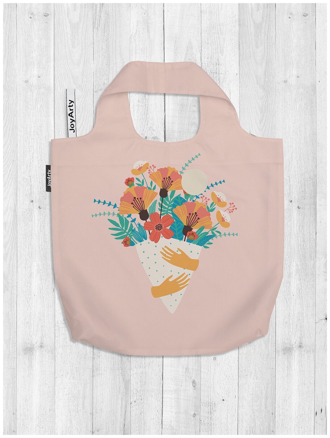 фото Сумка авоська JoyArty "Букетные объятия" 46x65x7 см