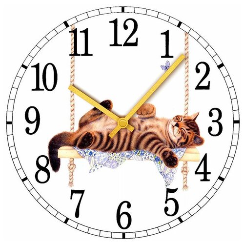 фото Svs настенные часы svs 4001057 pets кот на качели