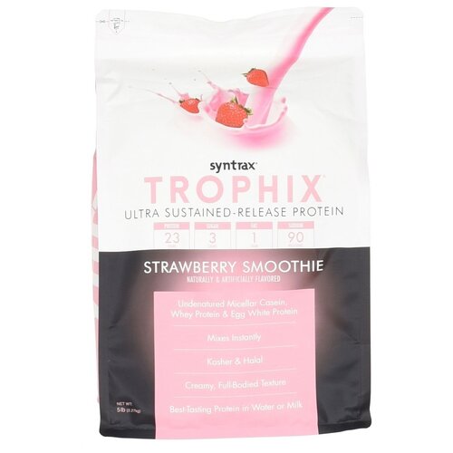 Протеин SynTrax Trophix, 2270 гр., клубничный смузи протеин со вкусом клубники syntrax trophix 5 0 2270 г