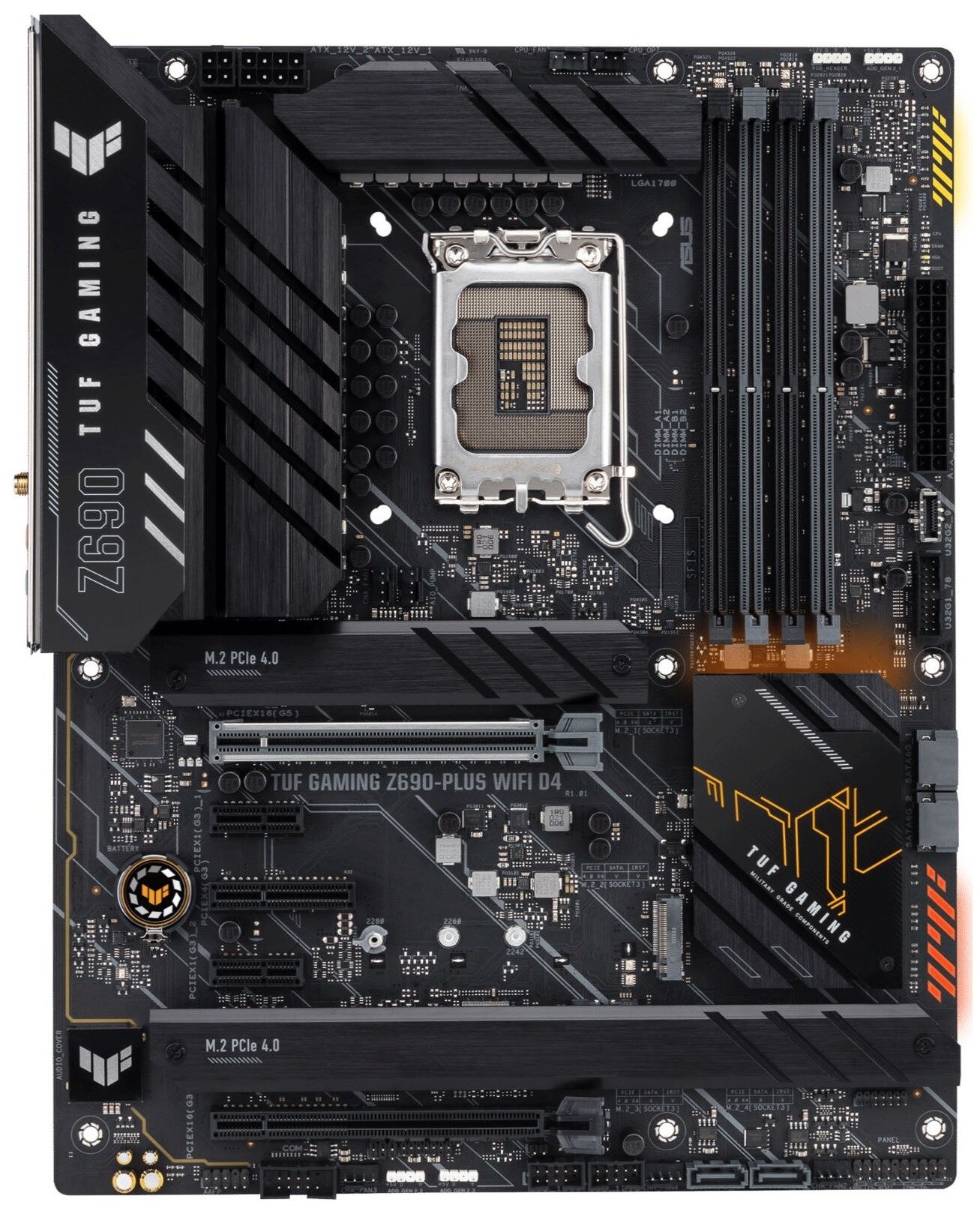 Материнская плата ASUS TUF GAMING Z690-PLUS WIFI, LGA1700, Z690, 4*DDR5, DP+HDMI, CrossFireX, SATA3 + RAID, Audio, Gb LAN, USB 3.2*8, USB 2.0*2, COM*1 header (w/o cable), ATX; 90MB18V0-M0EAY0 (TUF GAMING Z690-PLUS WIFI)