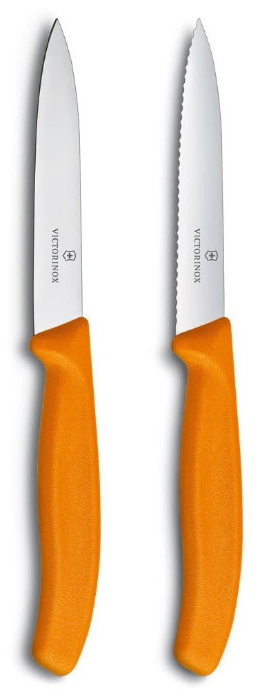 Набор Victorinox кухонный, 2 предмета, лезвие прямое и волнистое, оранжевый