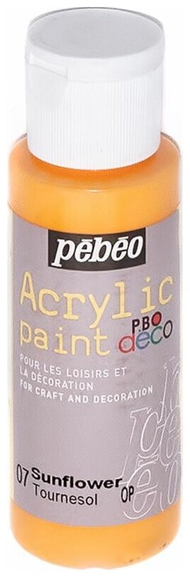 Pebeo Краска акриловая декоративная Acrylic Paint цвет 07 подсолнух 59 мл