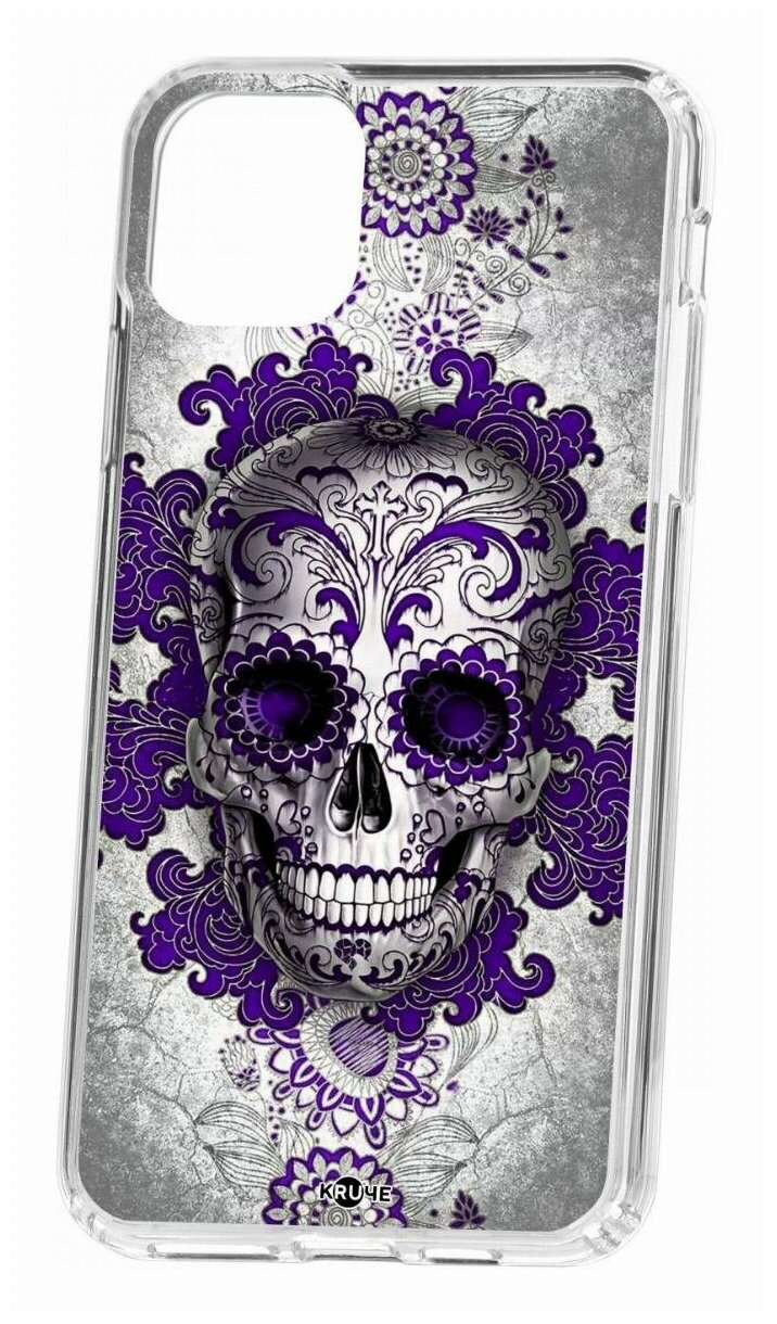 Чехол для iPhone 11 Pro Max Kruche Print Sugar skull,противоударная пластиковая накладка с рисунком,защитный силиконовый бампер с защитой камеры