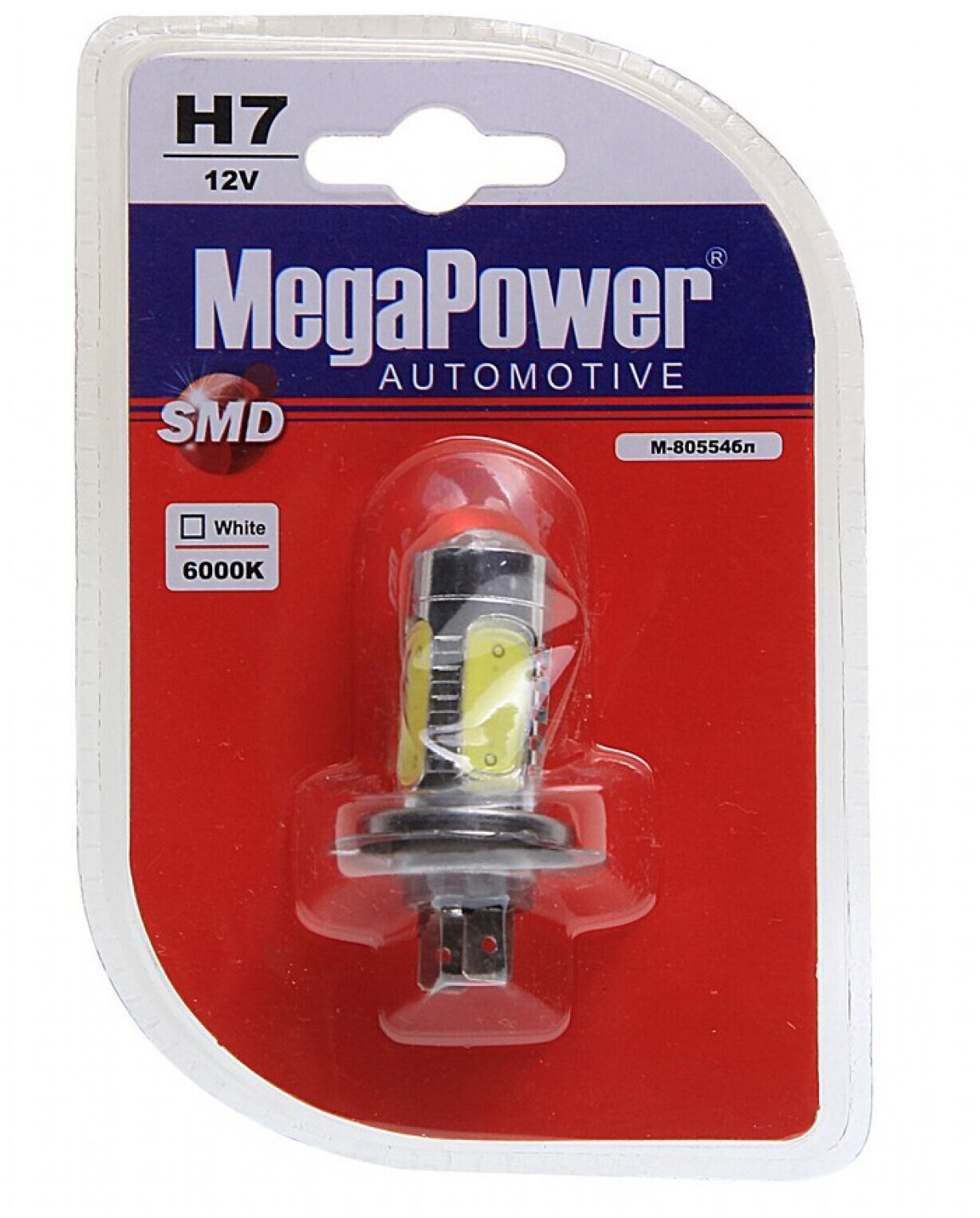 Автолампа H7 (PX26d) 5 SMD MEGA WHITE 6000K 650лм 12V MEGAPOWER /10/100