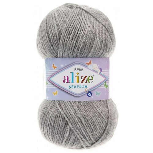 Пряжа ALIZE Sekerim bebe / 21 серый меланж пряжа alize sekerim bebe 556 пудра