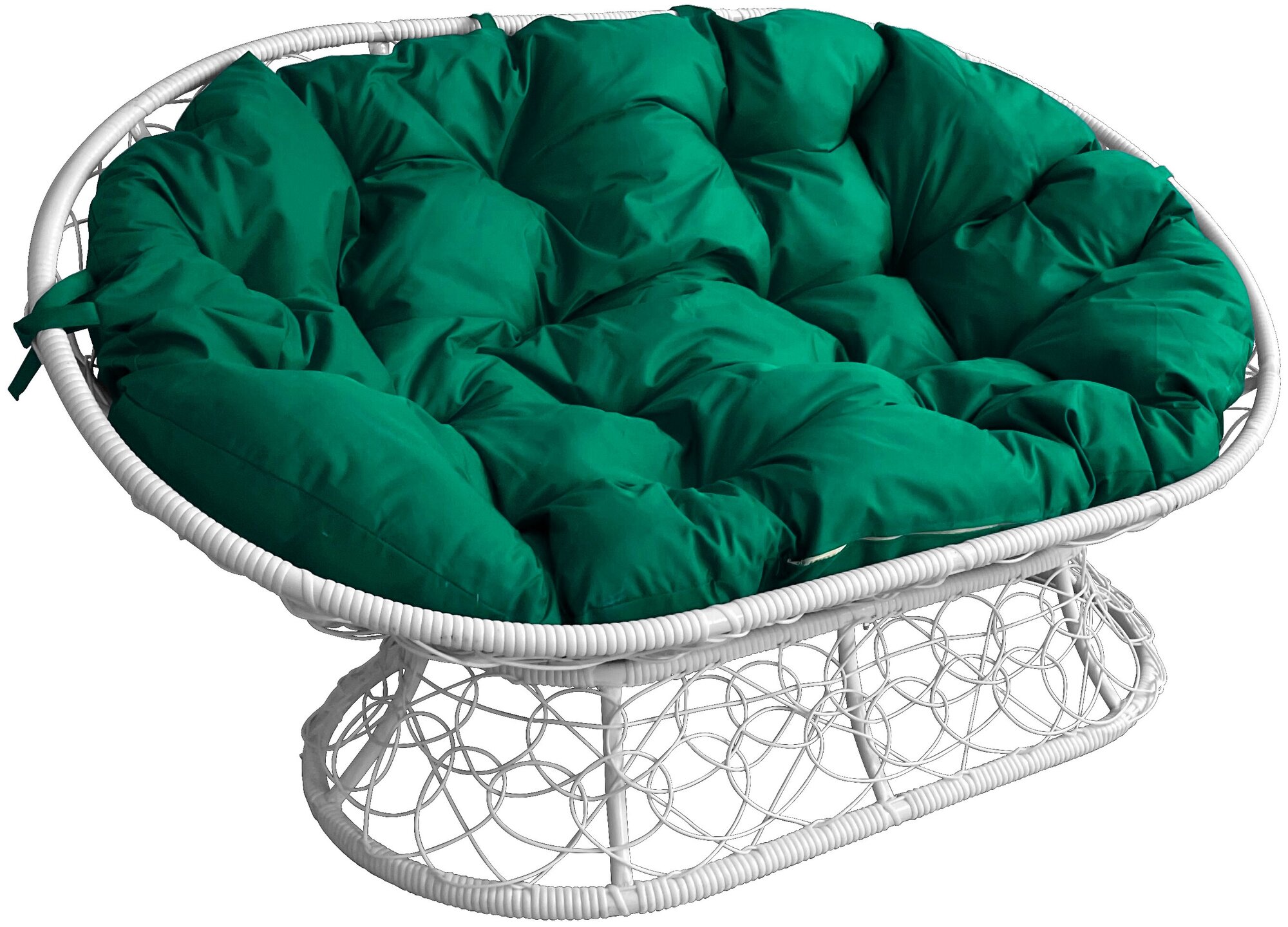 Диван m-group мамасан ротанг белый, зелёная подушка