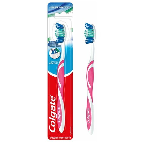 Зубная щетка Colgate Тройное действие средней жесткости, 1669989