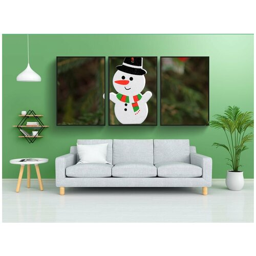 фото Набор модулных постеров для интерьера "снеговик, зима, рождество" 60x90 см. в тубусе, без рамки lotsprints