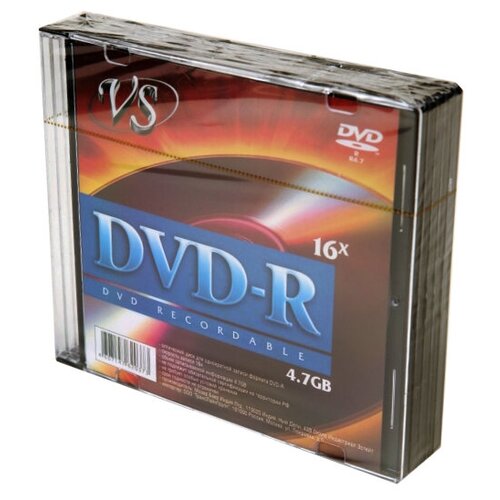 фото Vs диск dvd-r vs 4.7gb 16x slim case, 5шт