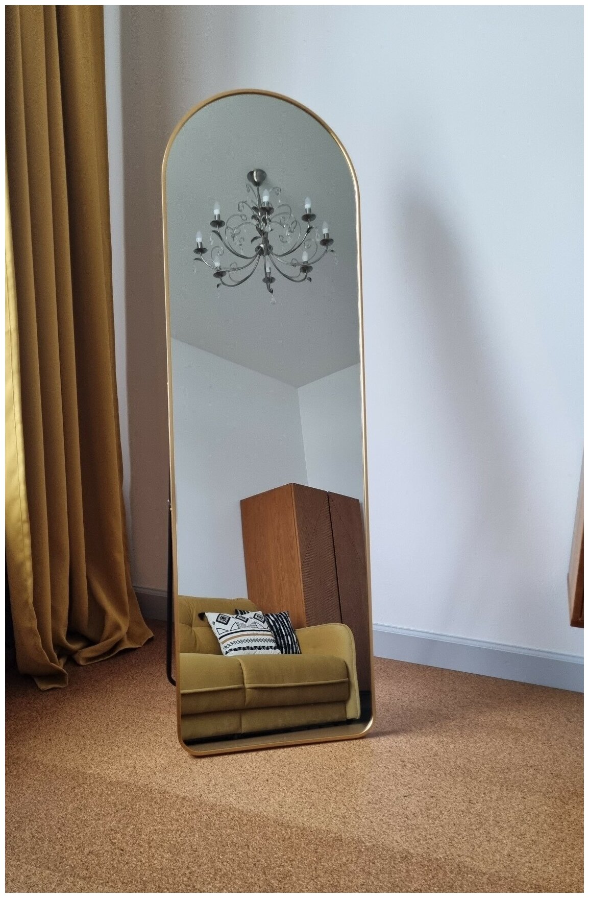 Зеркало напольное в полный рост 50х160 см в металлической раме золото Дизайнерское, для гостиной гардеробной шоу-рума магазина - фотография № 2