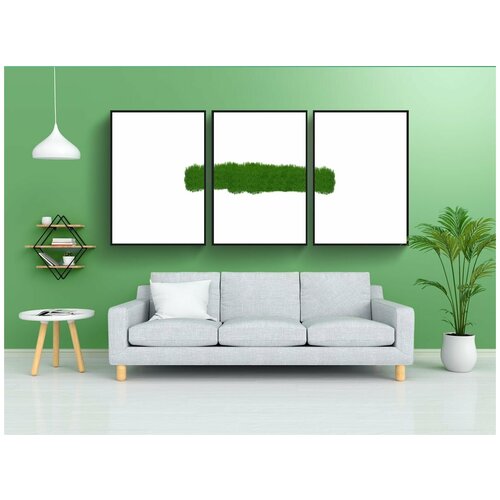 фото Набор модулных постеров для интерьера "трава, зеленый, завод" 60x90 см. в тубусе, без рамки lotsprints