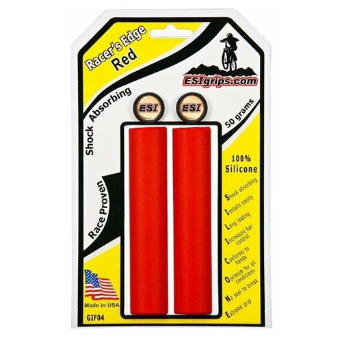 Грипсы велосипедные ESI Racer's Edge, 130 мм, силикон, красный, GIF04