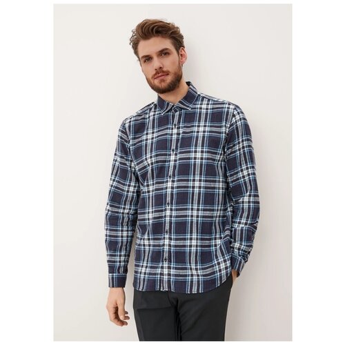 фото Рубашка мужская, s.oliver, артикул: 130.10.112.11.120.2107837, цвет: темно-синий (58n2), размер: xxl