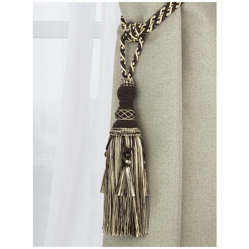 Подхват для штор кисть Mirtex темно-коричневый (1шт) с бахромой декоративные/шторные подхваты