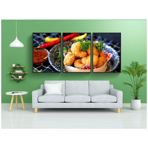 фото Набор модулных постеров для интерьера "креветки, рыбы, стартер" 60x90 см. в тубусе, без рамки lotsprints