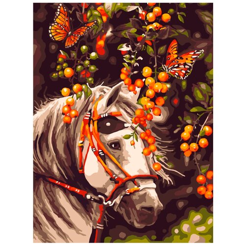 Картина по номерам на картоне LORI Белая лошадь 38х28.5 см, Им-Ркн/ф-019 картина по номерам две картинки colibri девушка и белая лошадь