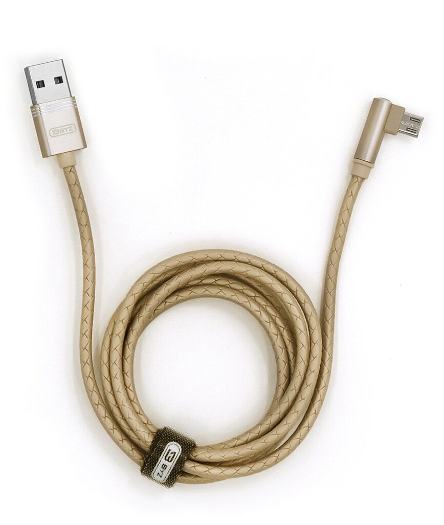 USB-кабель BYZ X1m AM-microBM 1,2 метра, 2.4A, силикон, угловой, золото