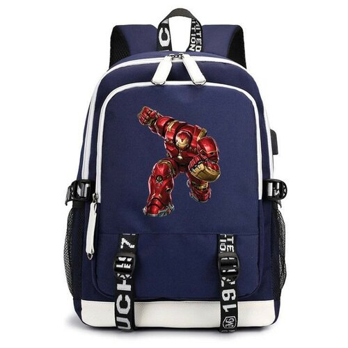 Рюкзак Халкбастер (Iron man) синий с USB-портом №3 рюкзак железный человек iron man синий с usb портом 4