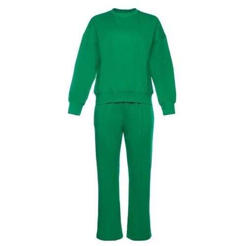 фото Комплект женский повседневный (свитшот и брюки), зеленый, размер 46-48 нет бренда