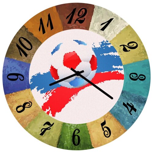 фото Svs настенные часы svs 3502101 футбольный мяч под флаг рф