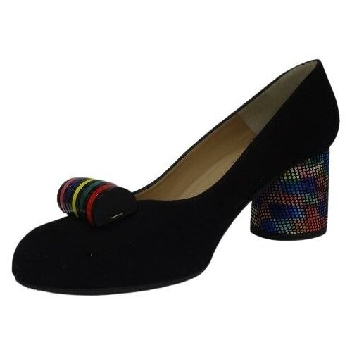 Туфли Luiza Belly женские Bate-2 черные с цветной отделкой из натуральной замши, размер 39