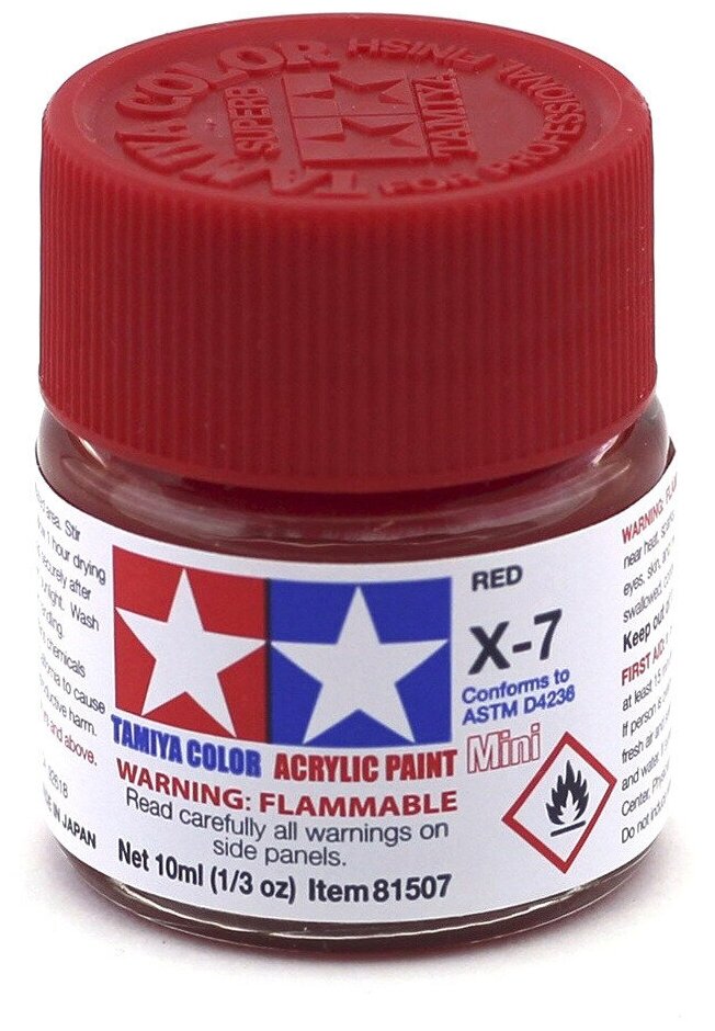 81507 X-7 RED GLOSS (красный глянцевый) акриловая краска объем 10мл.