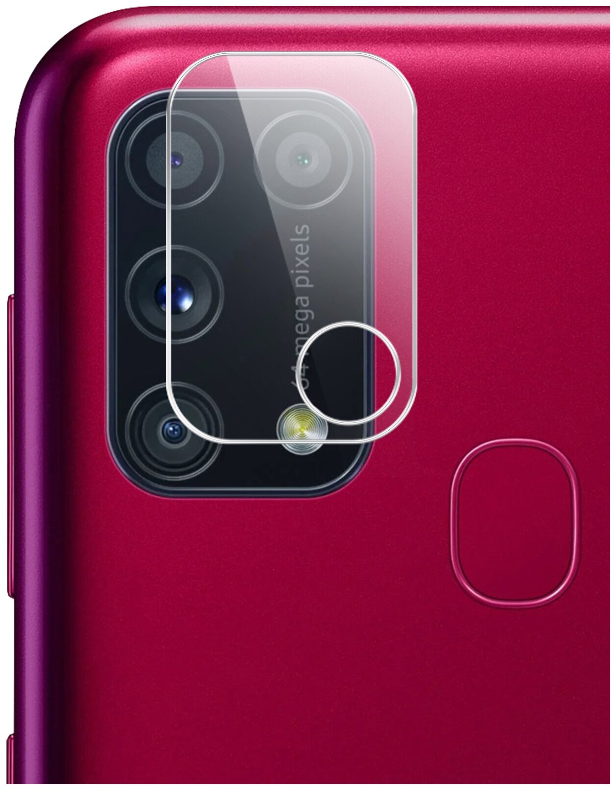 Защитное стекло на Samsung Galaxy M21 (Самсунг Галакси М21/самсунг гэлакси м 21), на Камеру 2 шт. (Гибридное: пленка+стекловолокно) прозрачное, Brozo