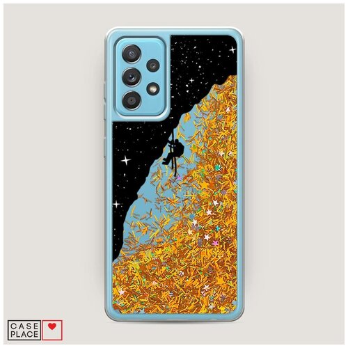 фото Чехол жидкий с блестками samsung galaxy a52 скалолаз в космосе case place