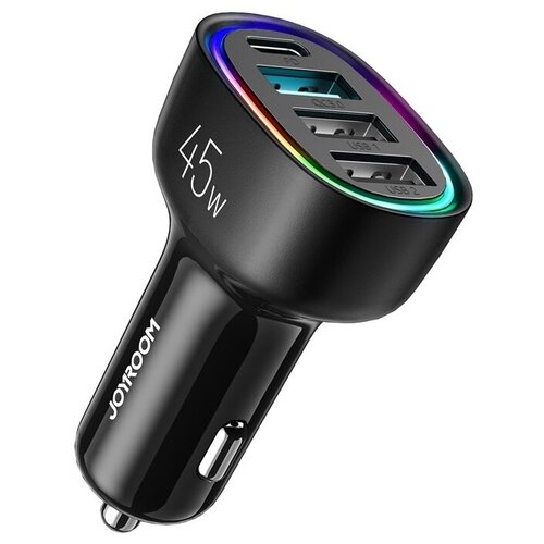 Автомобильное зарядное устройство зарядка для автомобиля зарядка в прикуриватель Joyroom PD 45W Type-C USB-C+USB QC3.0+2USB 3A черное JR-CL09