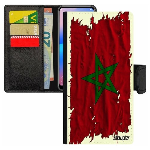 фото Чехол книжка на смартфон galaxy s8, "флаг марокко на ткани" государственный патриот utaupia