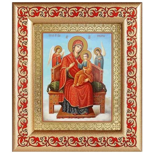 Икона Божией Матери Всецарица, широкая рамка с узором 14,5*16,5 см икона божией матери всецарица широкая рамка с узором 14 5 16 5 см
