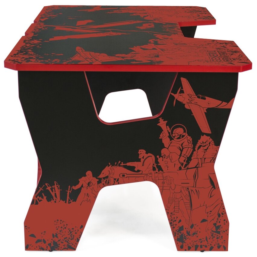 Компьютерный стол Generic Comfort GAMER2/VS/NR, черный с красным рисунком - фотография № 2